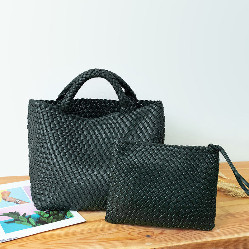 Elegant Flettet Håndveske med Avtagbar Clutch Skanto