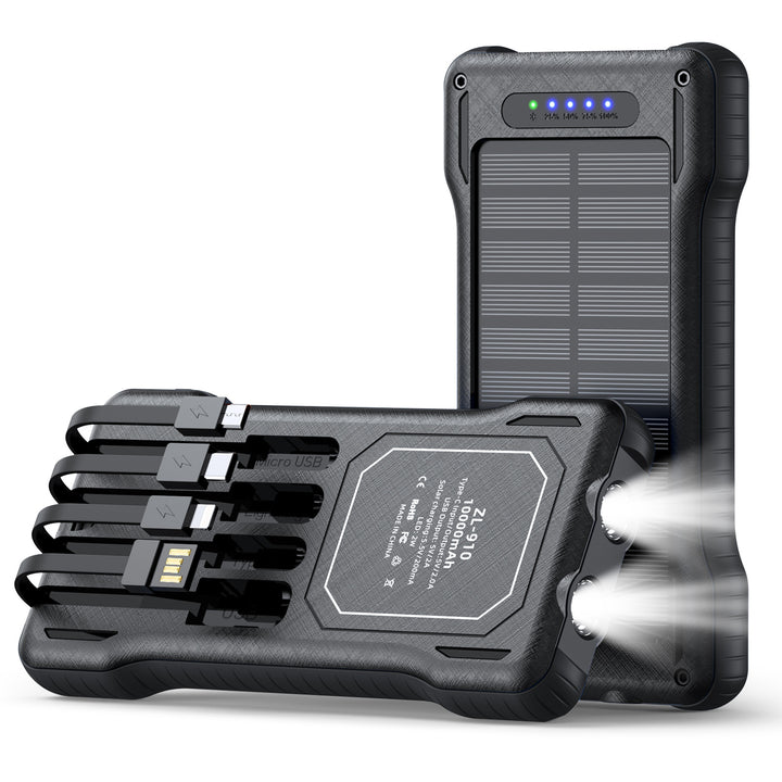Solar Powerbank med Integret LED-Lys Skanto