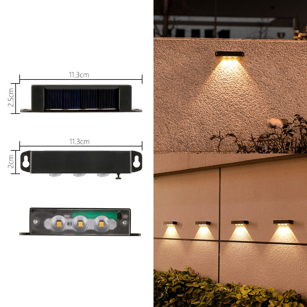 Kompakt solardrevet bevegelsessensor LED vegglampe for utendørs trapper og gjerder Skanto