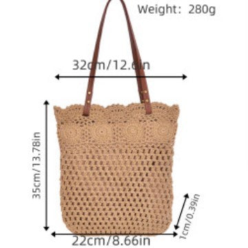 Designer shopping bag with hand-crocheted detail Skanto