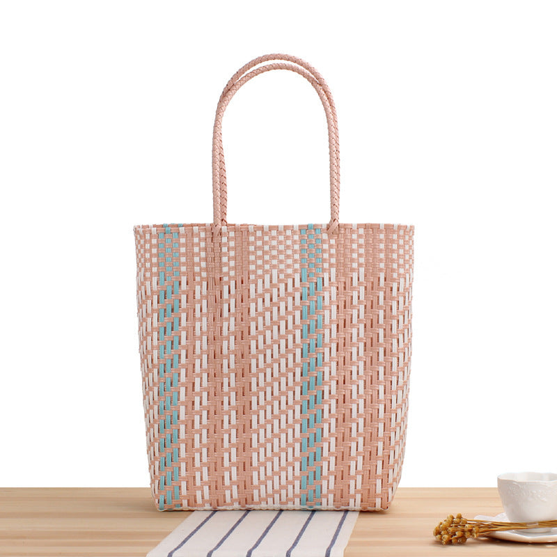Braided tote bag with colorful design and sturdy handles Skanto