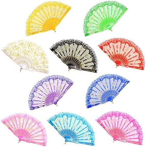 Damer dekorativ håndvifte med delikate rosemotiver Skanto