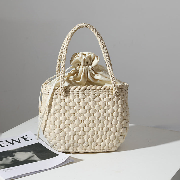 Håndlaget mini kurv handbag med stilfullt flette mønster Skanto
