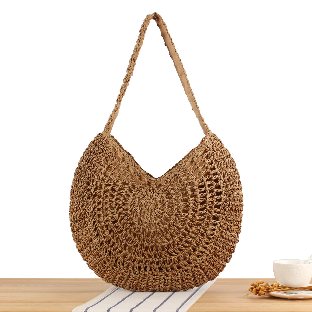 Hand-knotted tote bag with artistic wave pattern Skanto