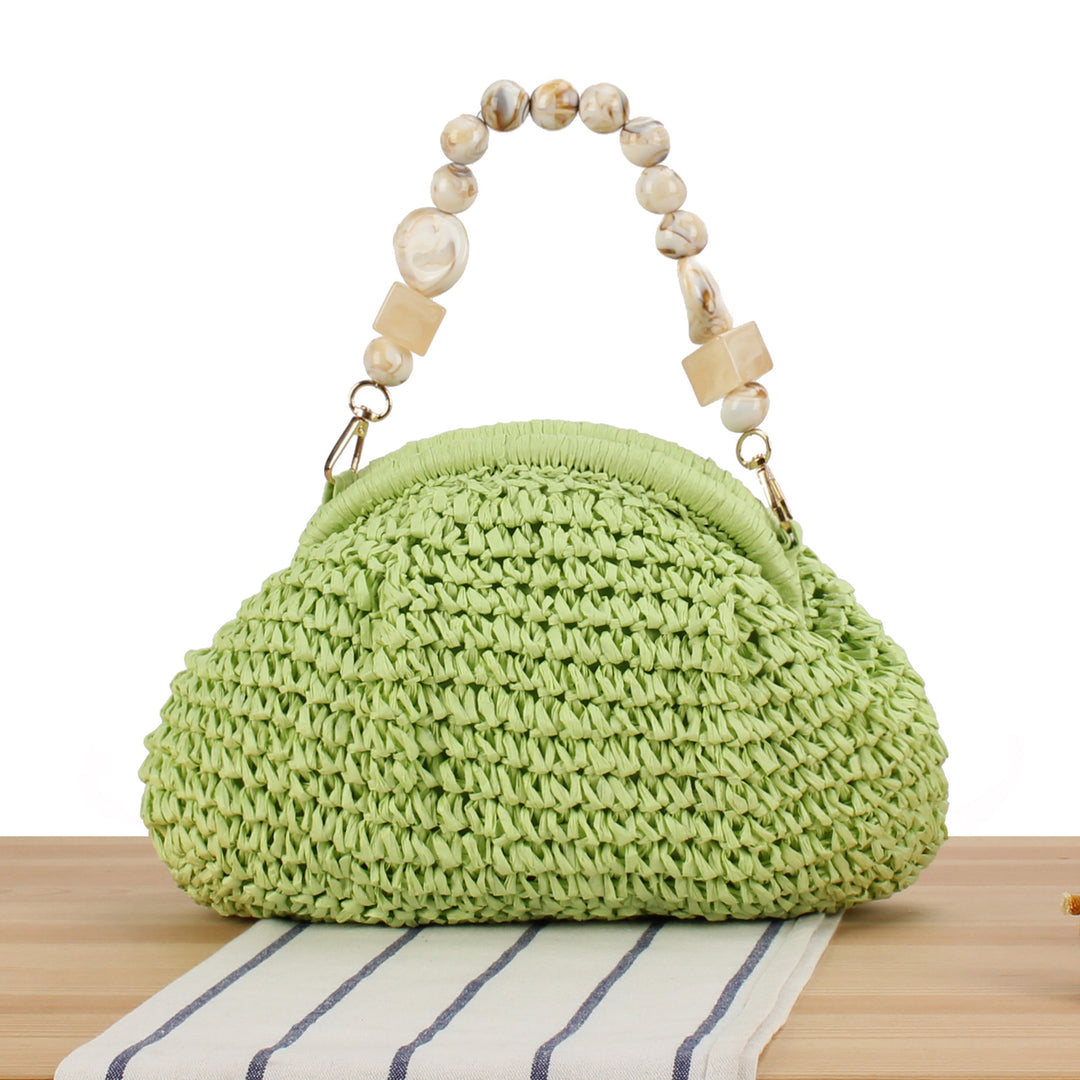 Stylish handbag with colorful beaded handle Skanto