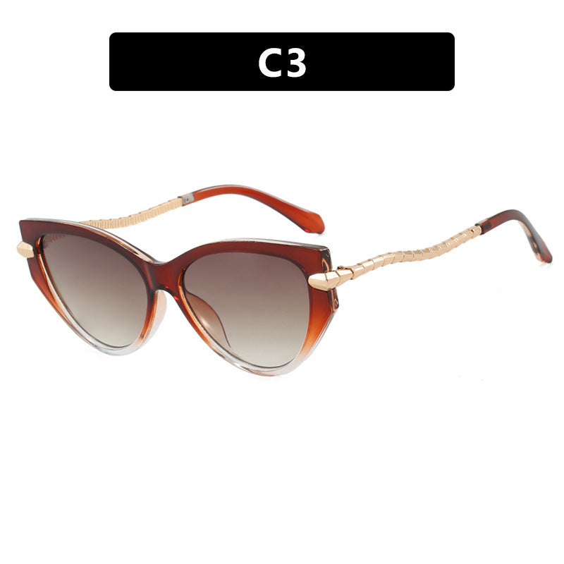 Dame Cat-Eye solbriller med elegant metallramme og stilige aksenter Skanto