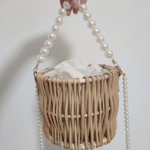 Dame kurv veske med perle smykke lukking Skanto