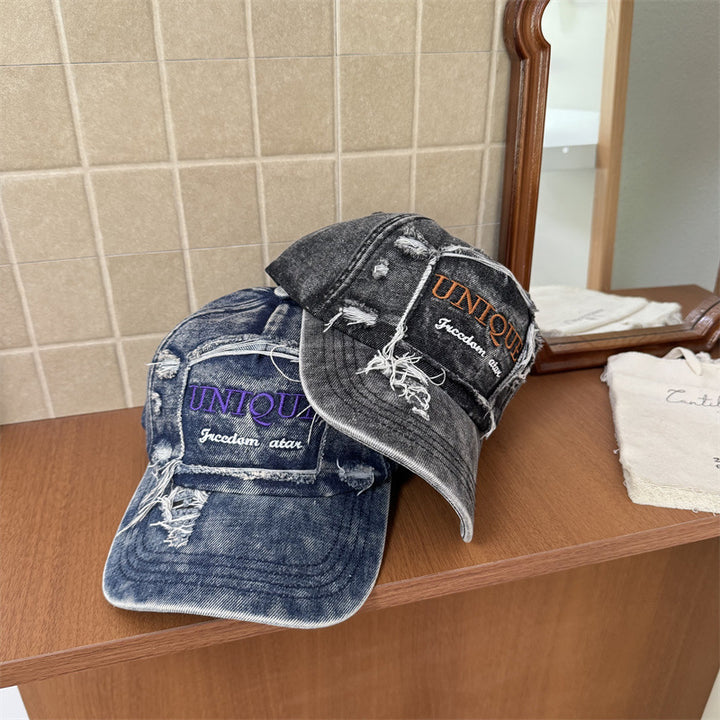 Herre Slitt Grafisk Denims Baseball Cap Skanto