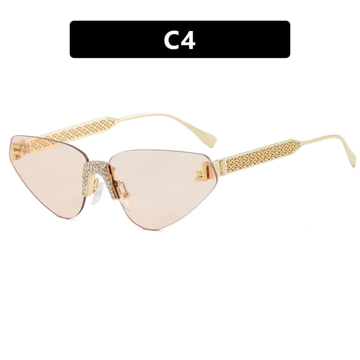 Dame Designer katteøyne-solbrille med glitrende strass-dekor Skanto
