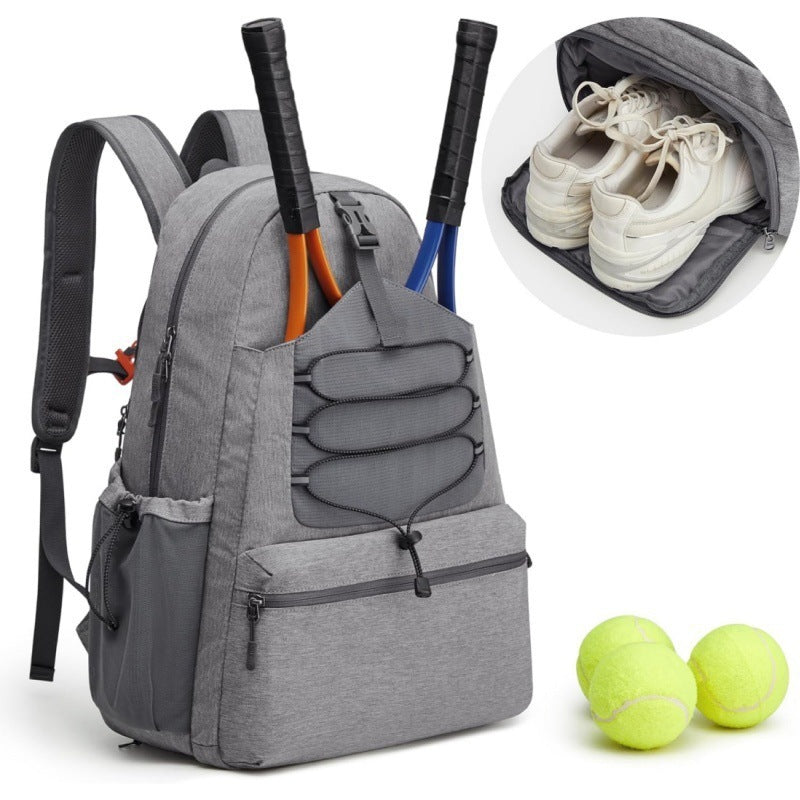 Sporty tennis backpack with separate shoe compartment and extensive pocket configuration Skanto