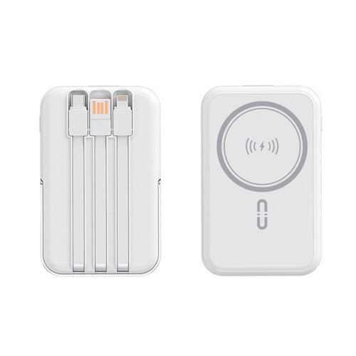 Bærbar powerbank med integrert ladekabel og trådløs ladefunksjon Skanto