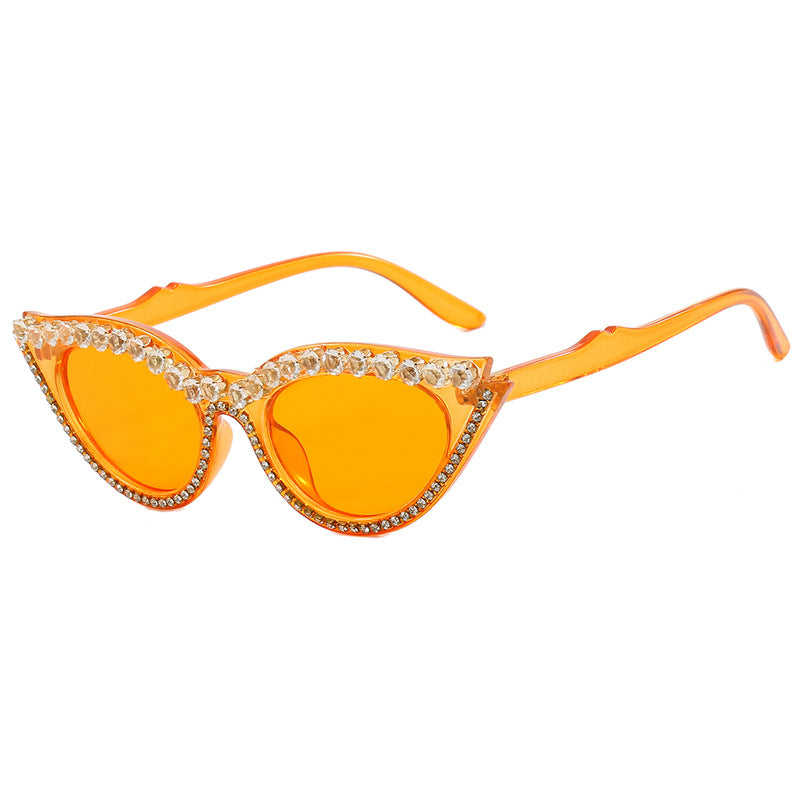 Dame Cat-Eye solbriller med glitrende strass Skanto
