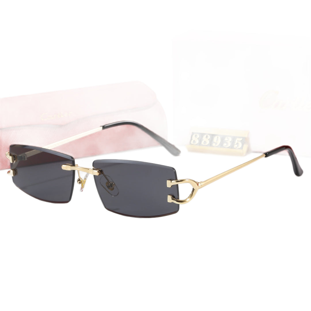 Dame Elegant Minimalistisk Solbrille med unike Metalldetaljer Skanto