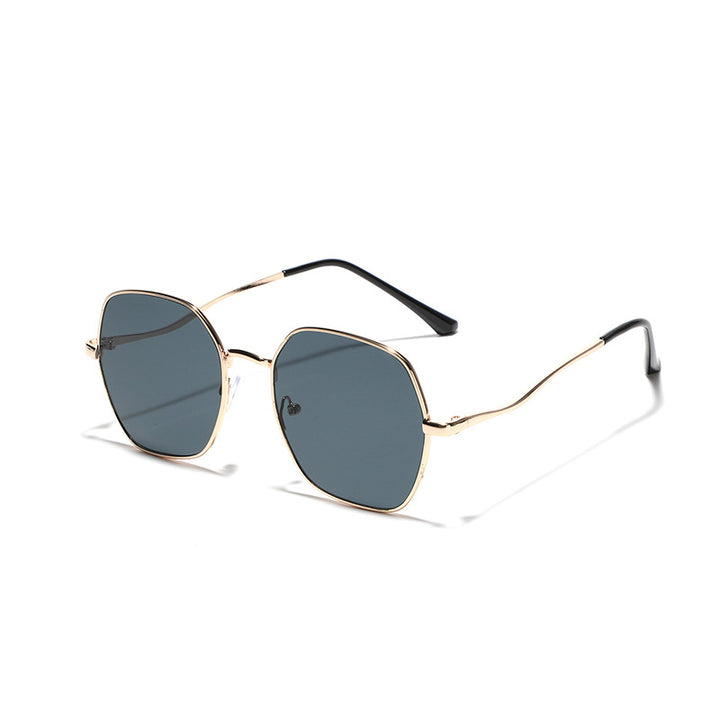 Dame geometrisk solbrille med høykvalitets metallramme Skanto