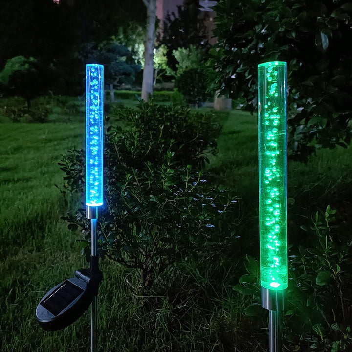 RGB Boblende Akryl Hage Stake Med Justerbar Rustfritt Stål Spike Og Dusk-til-Dawn Sensor Skanto