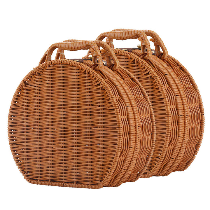 Damer Runde Wicker Håndveske Skanto