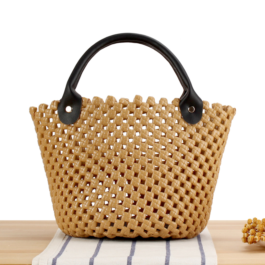 Basket bag with high-quality faux leather handle Skanto