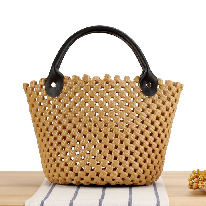Basket bag with high-quality faux leather handle Skanto