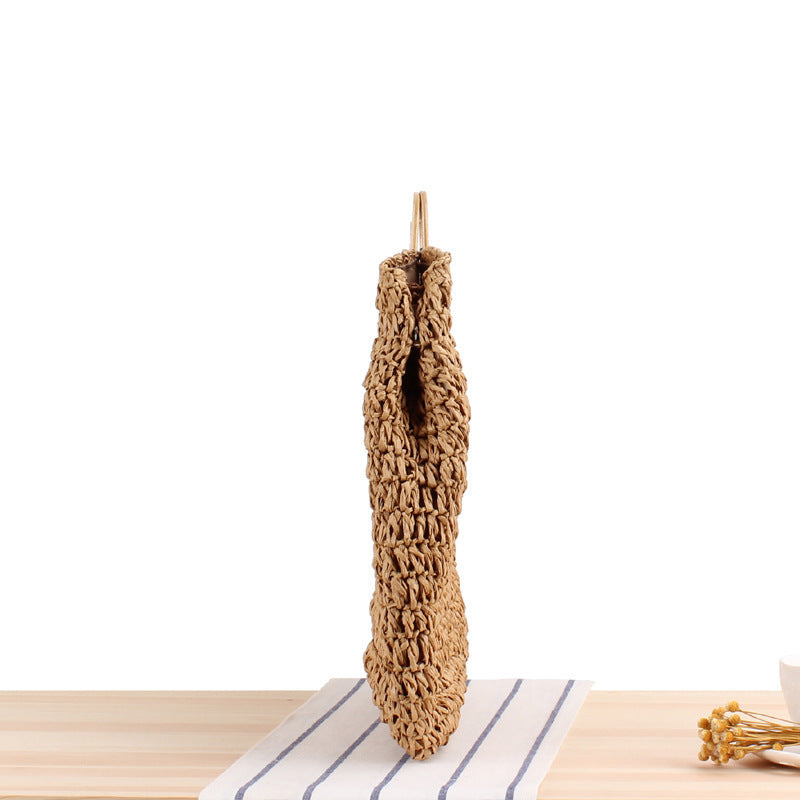 Handmade basket bag with modern wooden handle Skanto