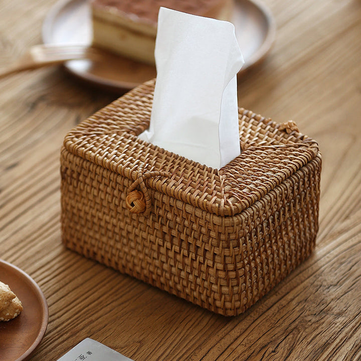 WillowNest Rattan Tissue Box Håndvevd Naturlig Eleganse | Skanto