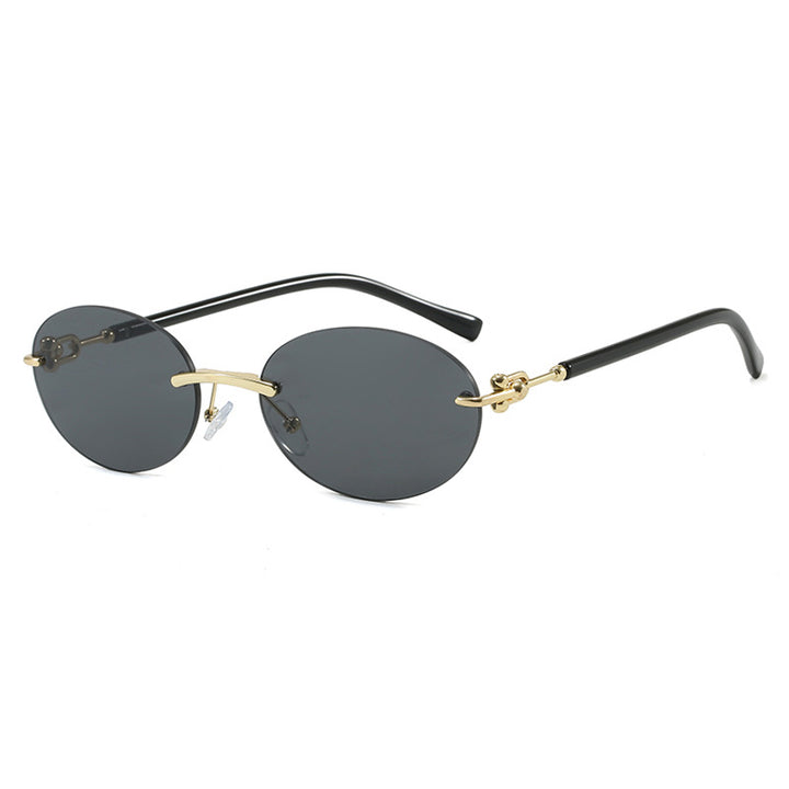 Dame oval solbrille med luksuriøs metallramme og speilbelagte glass Skanto