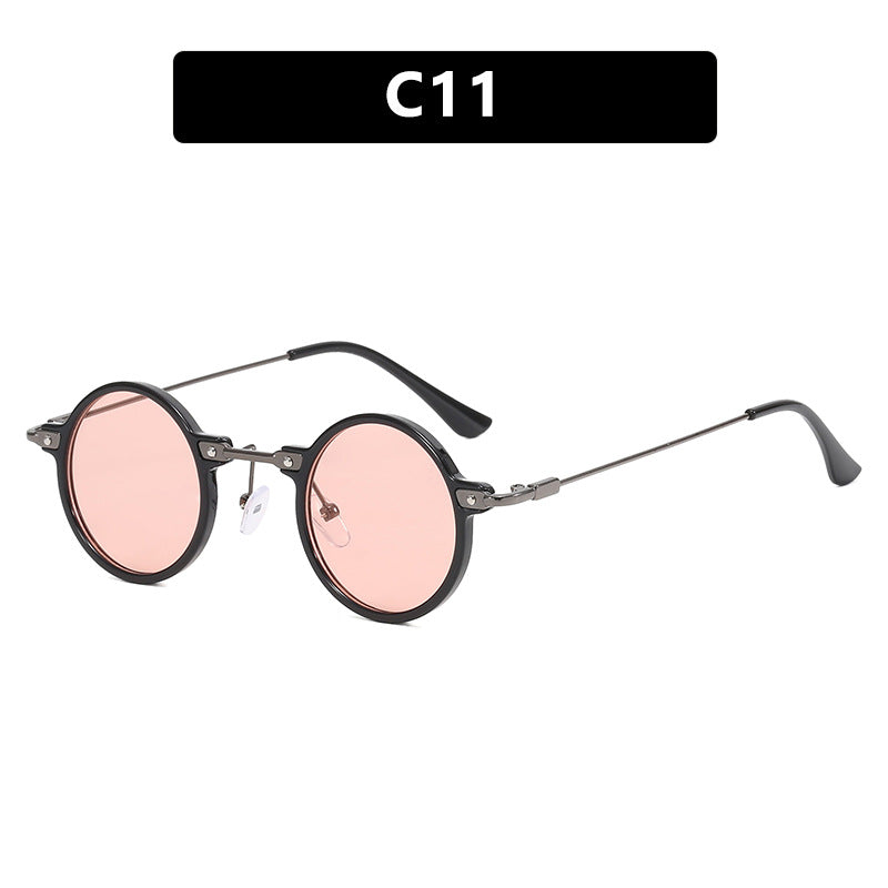 Damen moteriktig rund solbrille med stilig metallramme og polarisert glass Skanto