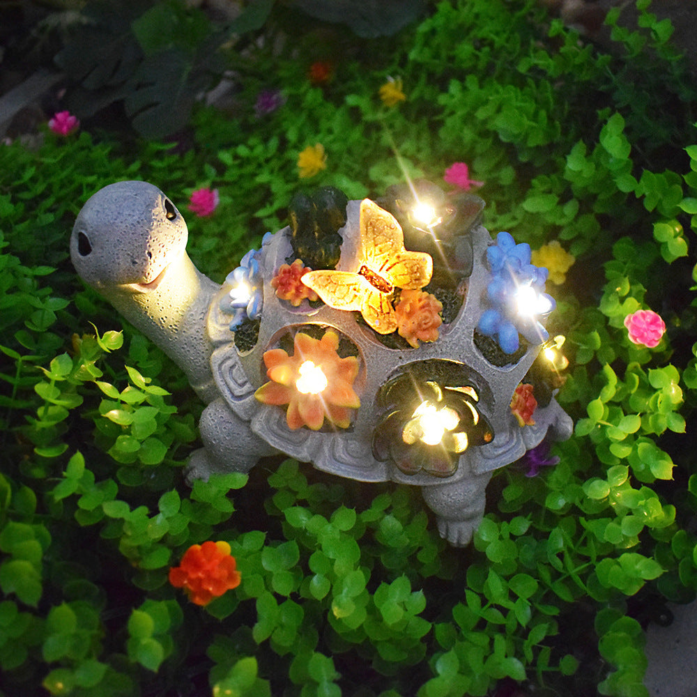Solar Powered Succulent Turtle Planter Night Light Ornament Skanto