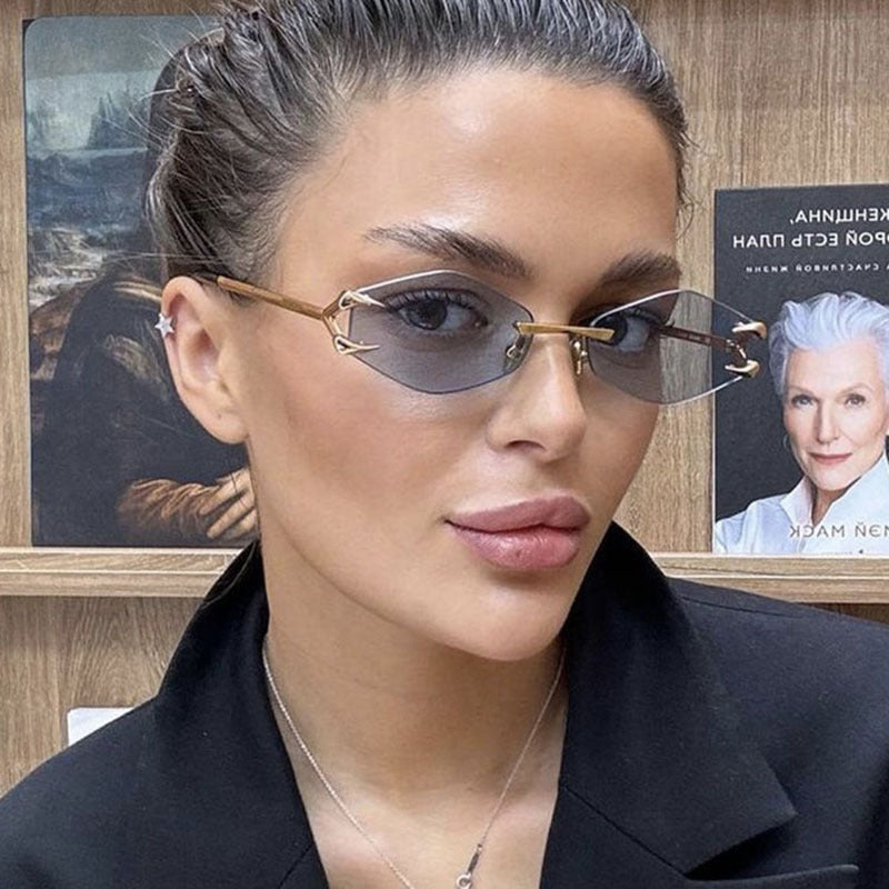 Damer geometrisk designer-solbrille med fremragende metallramme Skanto