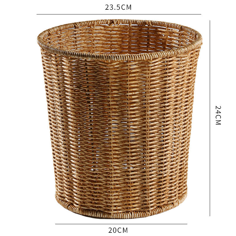 Håndvevd Rund Rattan Søppelkurv Skanto