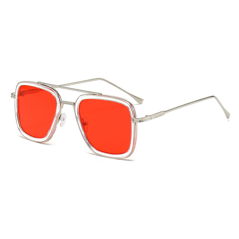 Dame moteristisk kvadratisk solbrille med glamorøs metallramme Skanto