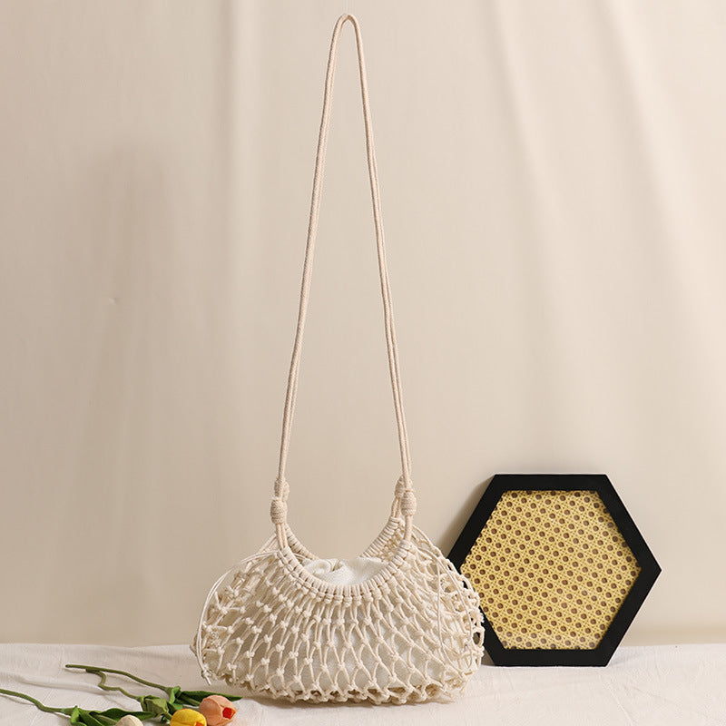 Fine Makramee-Crossbody-veske med forsterket bærerem Skanto