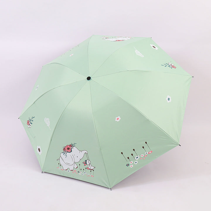 Kvinne Falt Paraply med Søtt Elefant Design Skanto