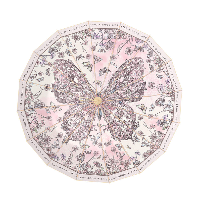 Dame elegant og robust paraply med botanisk design Skanto