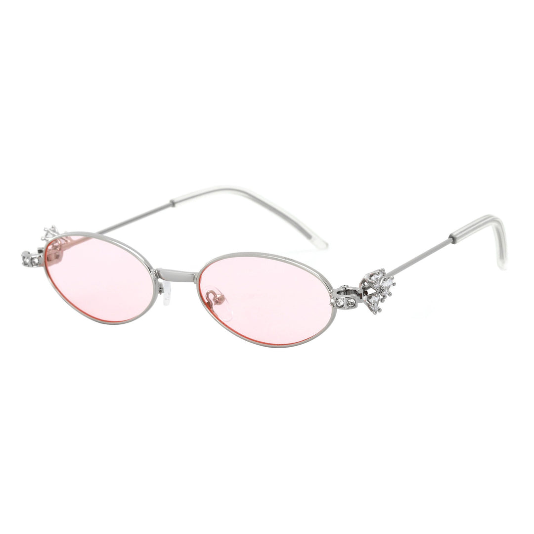 Dame Designer solbrille med elegant, speilvendt ramme og stilige dekorasjoner Skanto