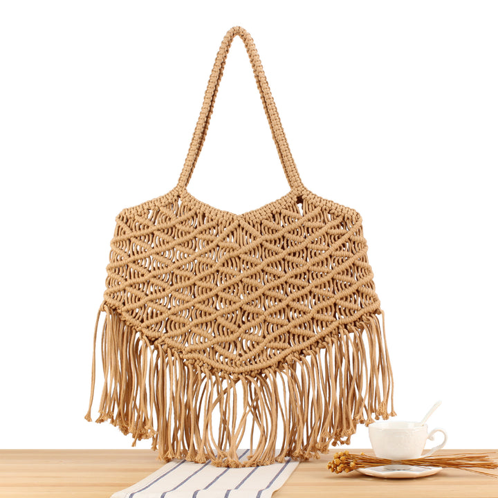 Kreativ Makramee Bag med Frynsete Design Skanto