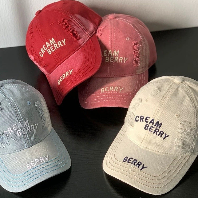 Kvinnens slitt denim baseballcaps Skanto