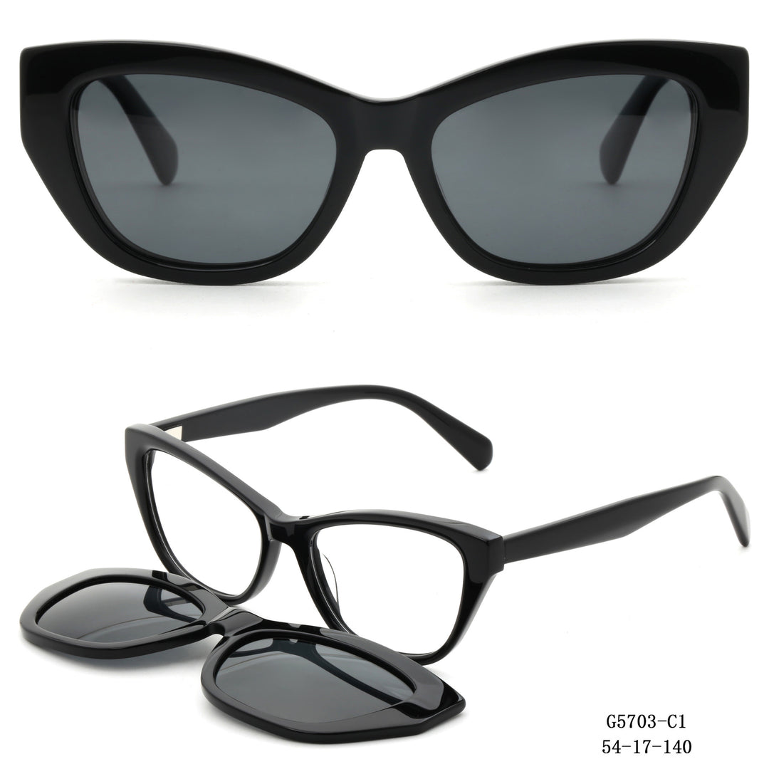 Dame Kunstnerisk utformet Cat-Eye solbriller med avtakbare glass Skanto