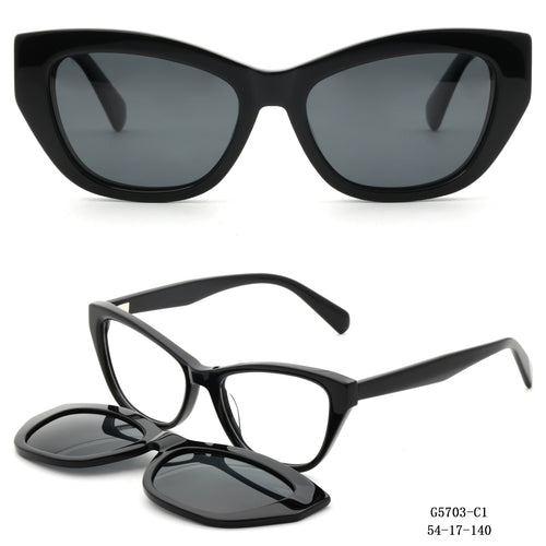 Dame Kunstnerisk utformet Cat-Eye solbriller med avtakbare glass Skanto