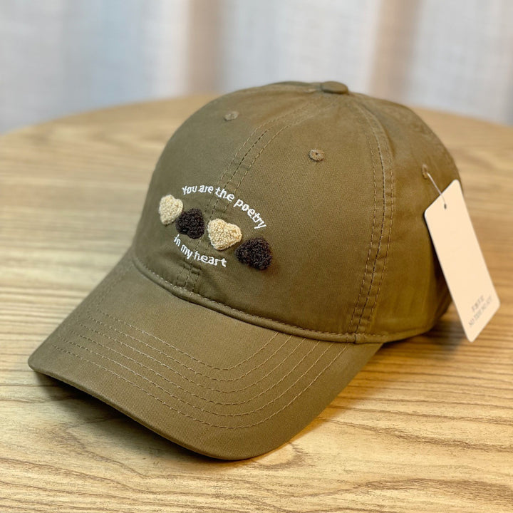 Kvinners Brodert Hjerte Motiv Baseballcap Skanto