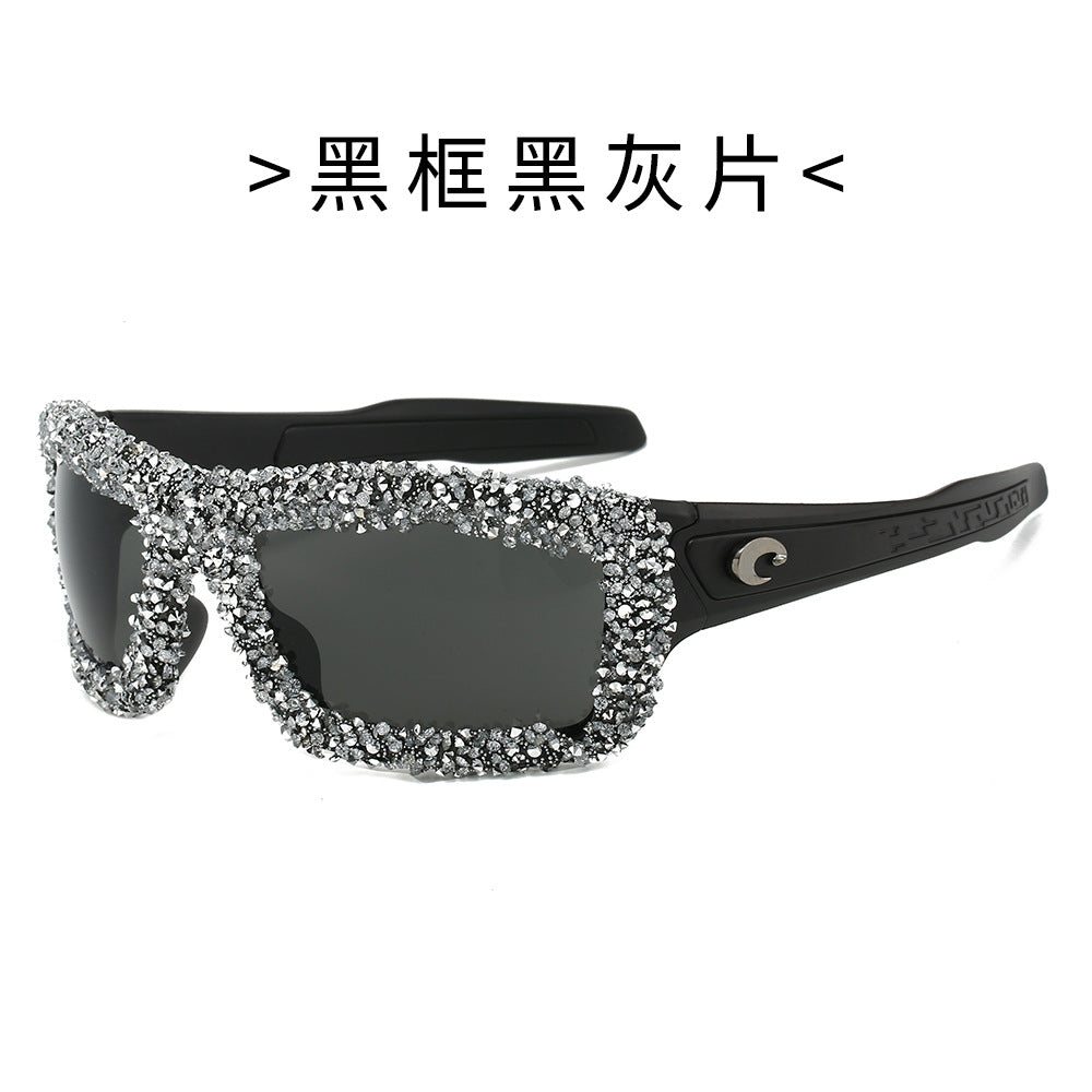 Damer Sportslig Solbrille med glitrende Strassramme Skanto