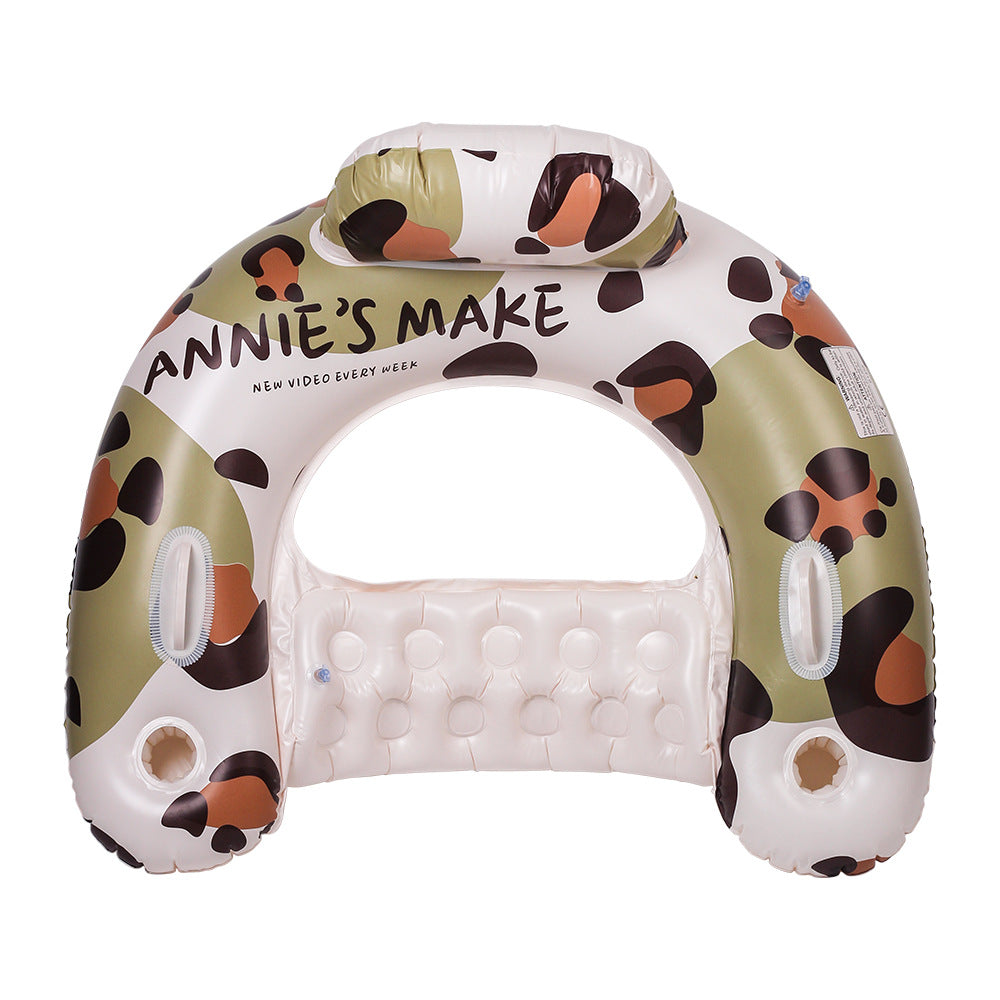 Unisex oppustbar leopard svømmering med integrert drikkholder Skanto
