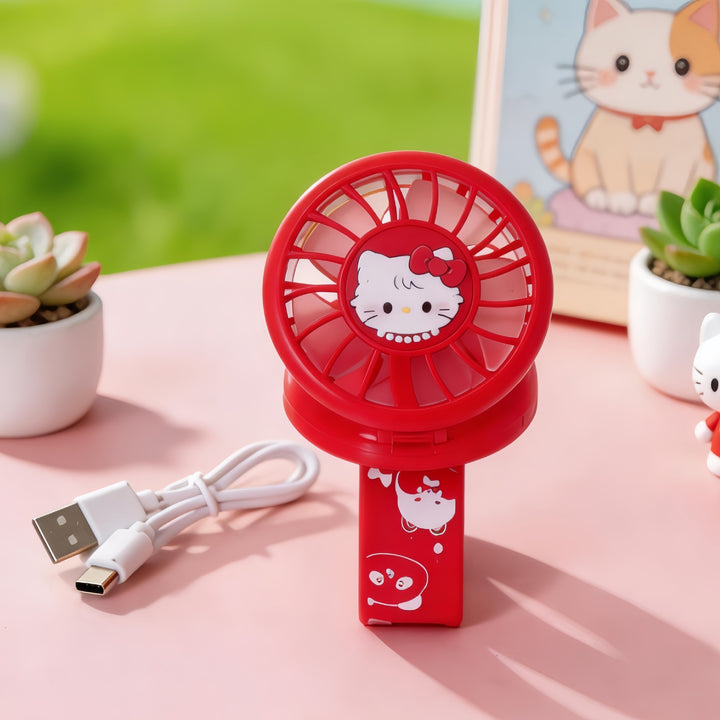 Damen Bærbar Håndvifte med søtt Dyredesign og USB-ladefunksjon Skanto