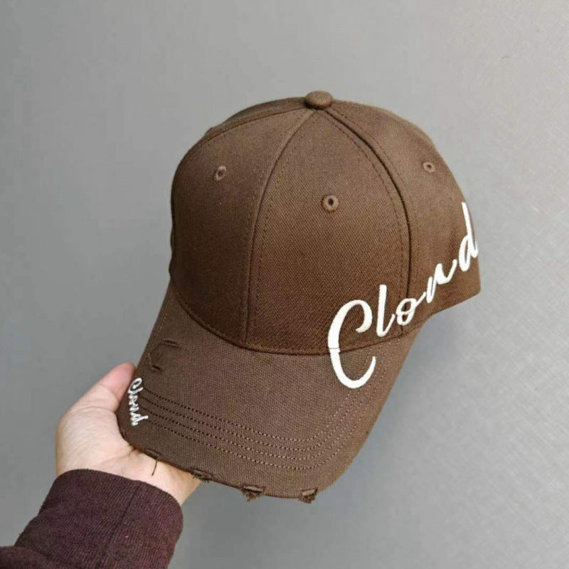 Kvinne Slitt Bomull Baseball Caps med Skript Design Skanto