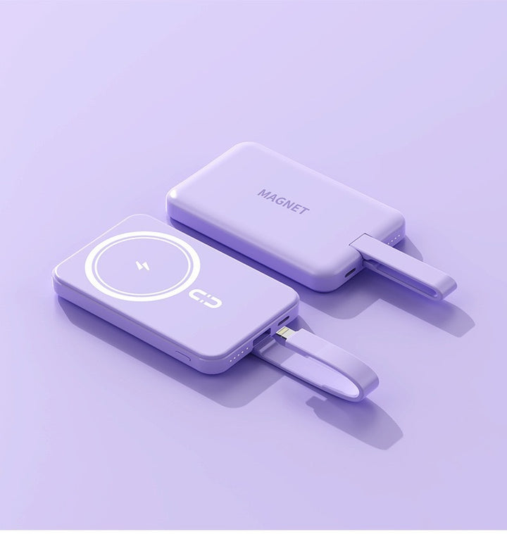 Magnetisk powerbank med trådløs ladefunksjon og integrert hurtiglading Skanto