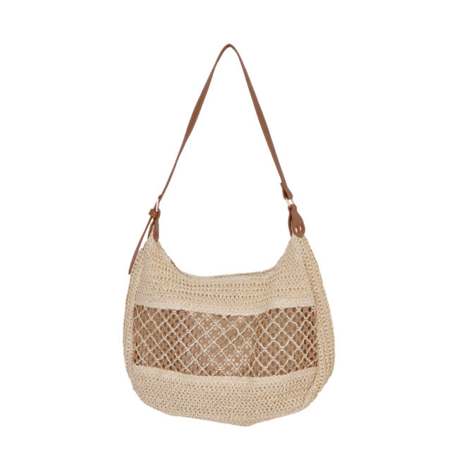 Elegant nett crossbody bag with leather accents Skanto
