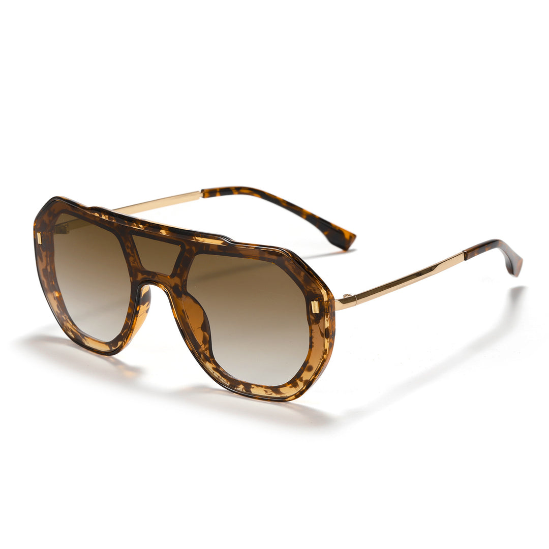 Dame oversized geometrisk solbrille med elegant ramme Skanto