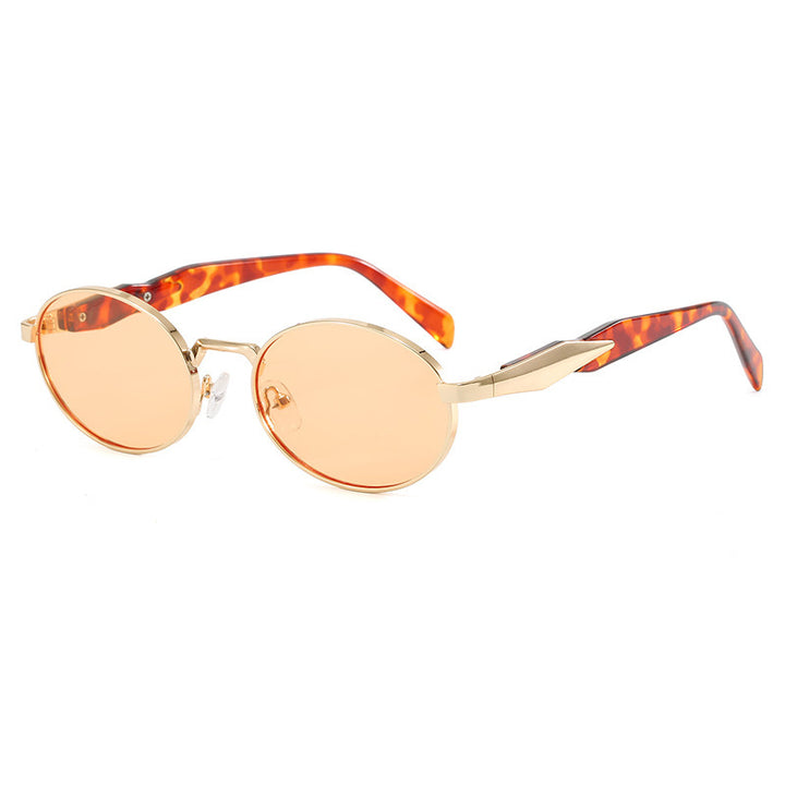 Dame designer solbrille med høyverdig rund ramme og beskyttende UV-filter Skanto