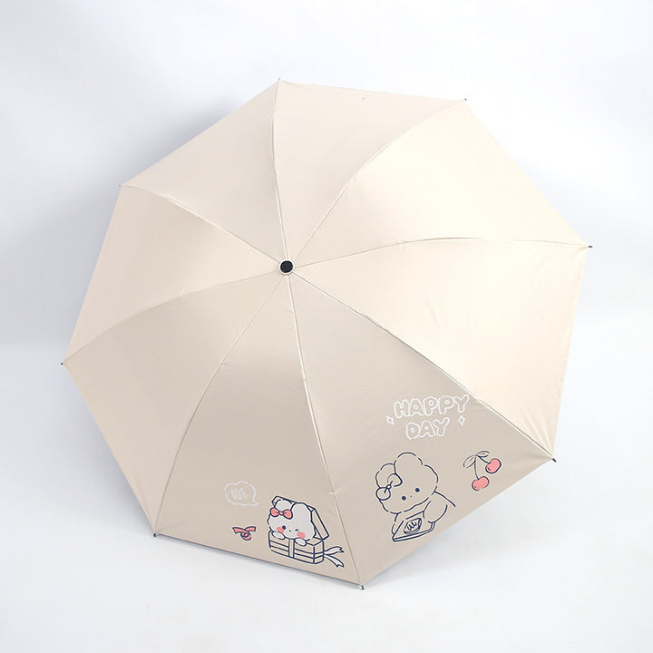 Damefoldingparaply med leken design og munter Skanto motiv