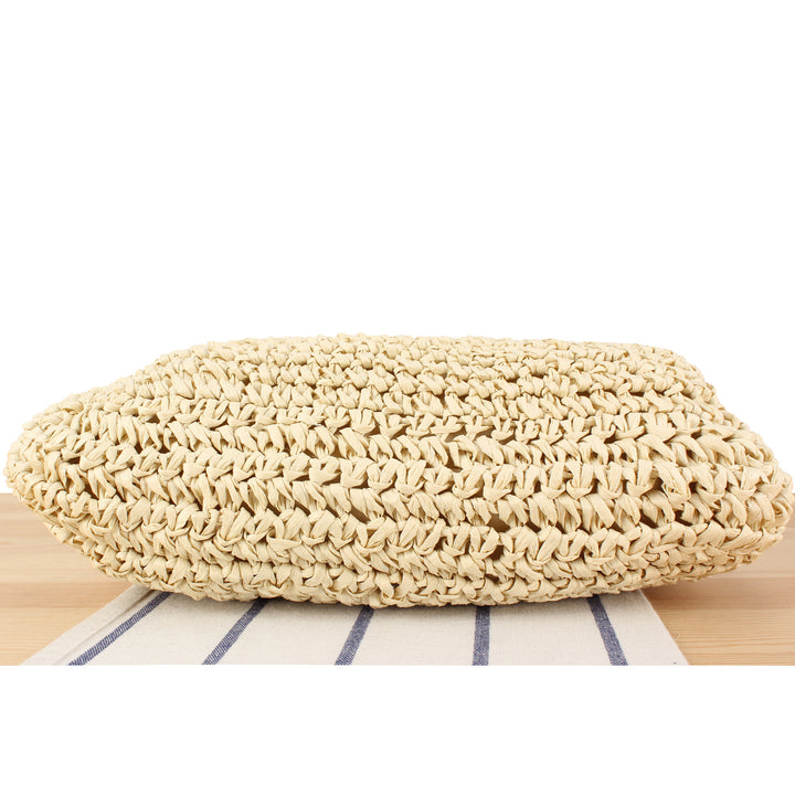 Shoulder bag made of handmade natural fibers with elegant chain embellishment Skanto