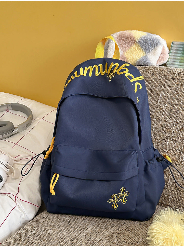 Uformell multi-lomme lerret skole ryggsekk